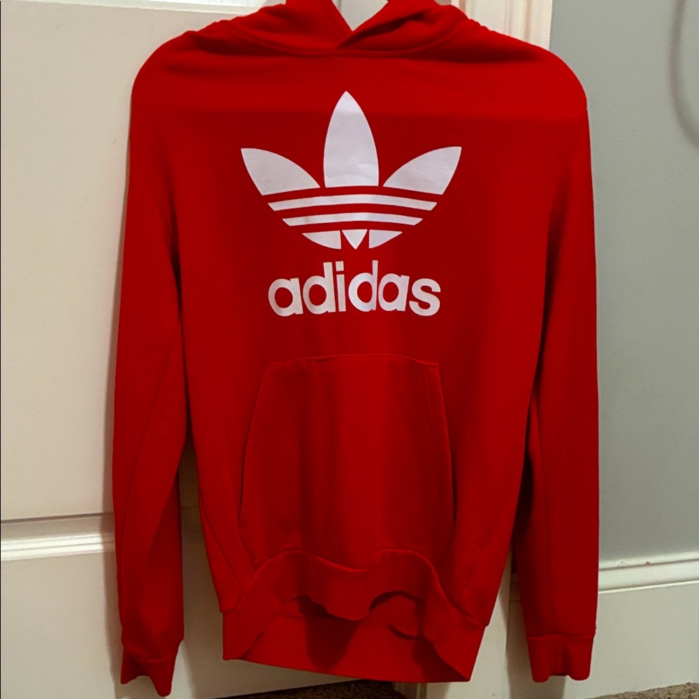 Adidas Kid’s Red Hoodie with White Logo